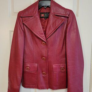 3-Button Lambskin Leather Blazer Women